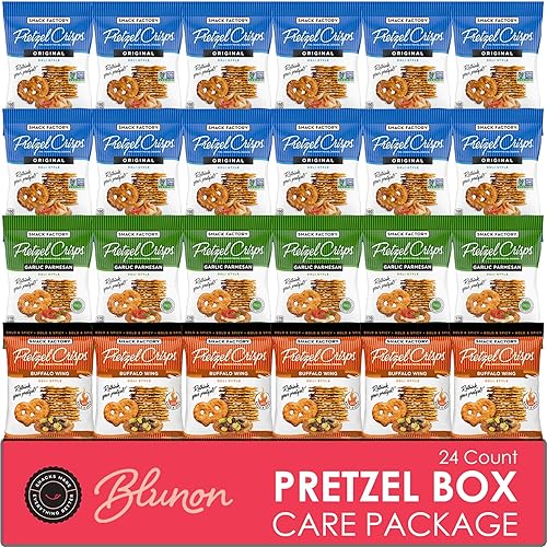 Paquete variado de patatas fritas de pretzel - Surtido a granel de snack Factory - Caja de regalo de paquete de cuidado (24 unidades)