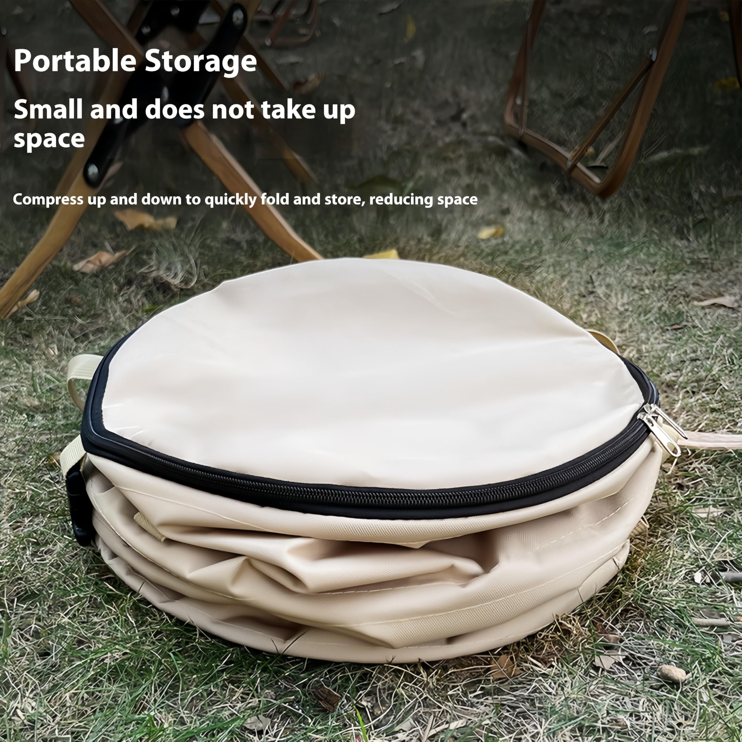 Faltbarer Camping Mülleimer, Müllsackständer Für Wohnmobil, Wiederverwendbarer Outdoor-Müllbehälter, Multifunktional Lagereimer Mit Deckel, Gartenabfallbeutel Mit Reißverschluss (Kaffee, 45x55cm)