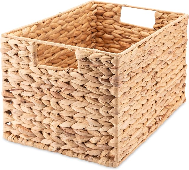 Decorasian Storage Basket, Braided Water Hyacinth, Seagrass, Rectangular, 32 cm