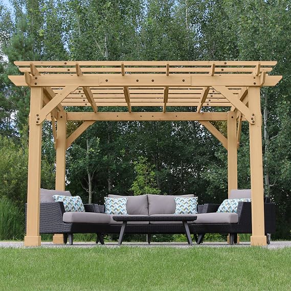 Yardistry 10 x 12 Meridian Cedar Wood Pergola for Patios, Decks, Garden, Backyard, Durable
