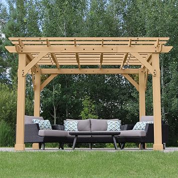 Yardistry 10 x 12 Meridian Cedar Wood Pergola for Patios, Decks, Garden, Backyard, Durable