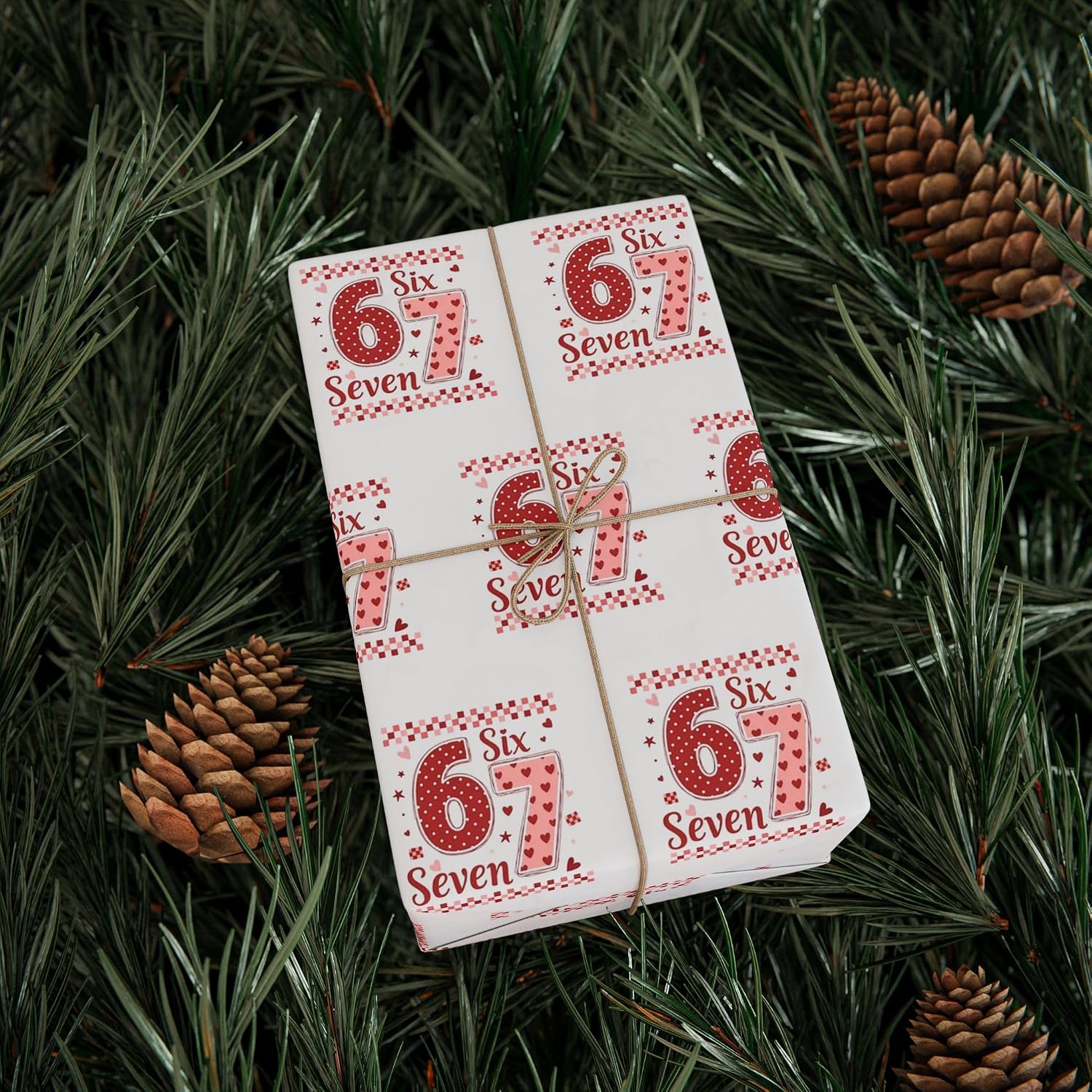 Moaz Bebe Six Seven Valentine Wrapping Paper, Valentine Funny 67 Meme Wrapping Paper, Funny Valentines Day Gift Wrap for Teens, Gen Alpha Humor Gifts for Teens, Viral 67 meme Valentines Gift Wrap