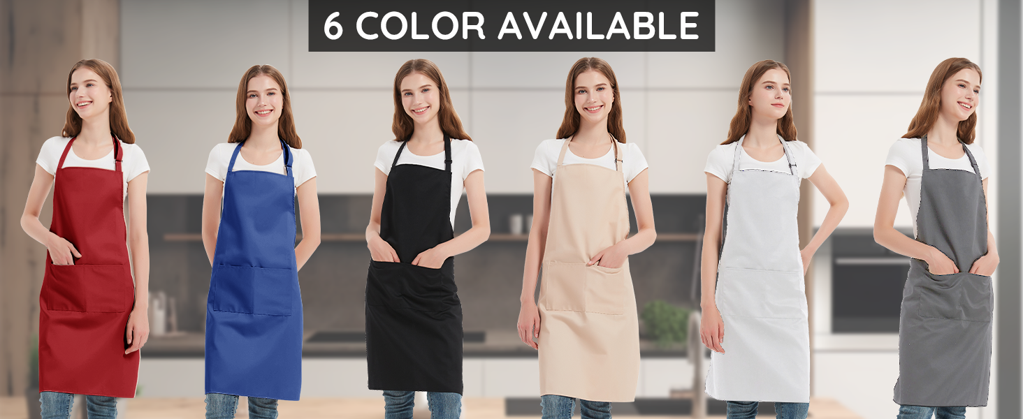 FunChaos Tablier De Chef Pour Hommes Et Femmes Ajustable Tablier Avec 2 Poches Facile à Nettoyer Résistant Imperméable Et à L'huile Tablier Professionnel Pour Cuisine, Jardinage, Peinture, BBQ, Blanc