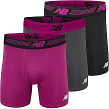 New Balance Mens Performance Boxer Briefs with Fly, Breathable Stretch Underwear, Moisture Wicking, Soft Waistband 3 Pack