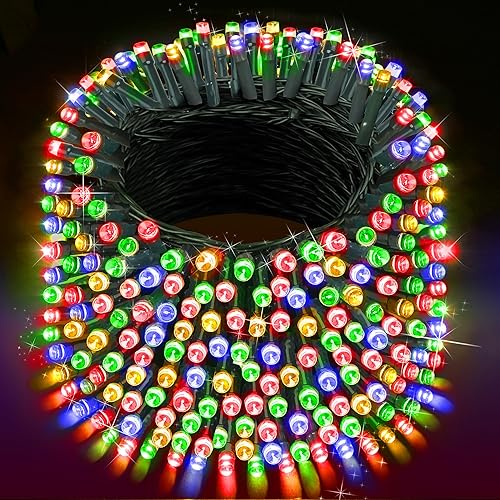 Miniatura 23 de XURISEN Luces de Navidad LED de 551 pies, 1400 luces LED para exteriores con cable verde, luces de cadena, 8 modos con temporizador con memoria,