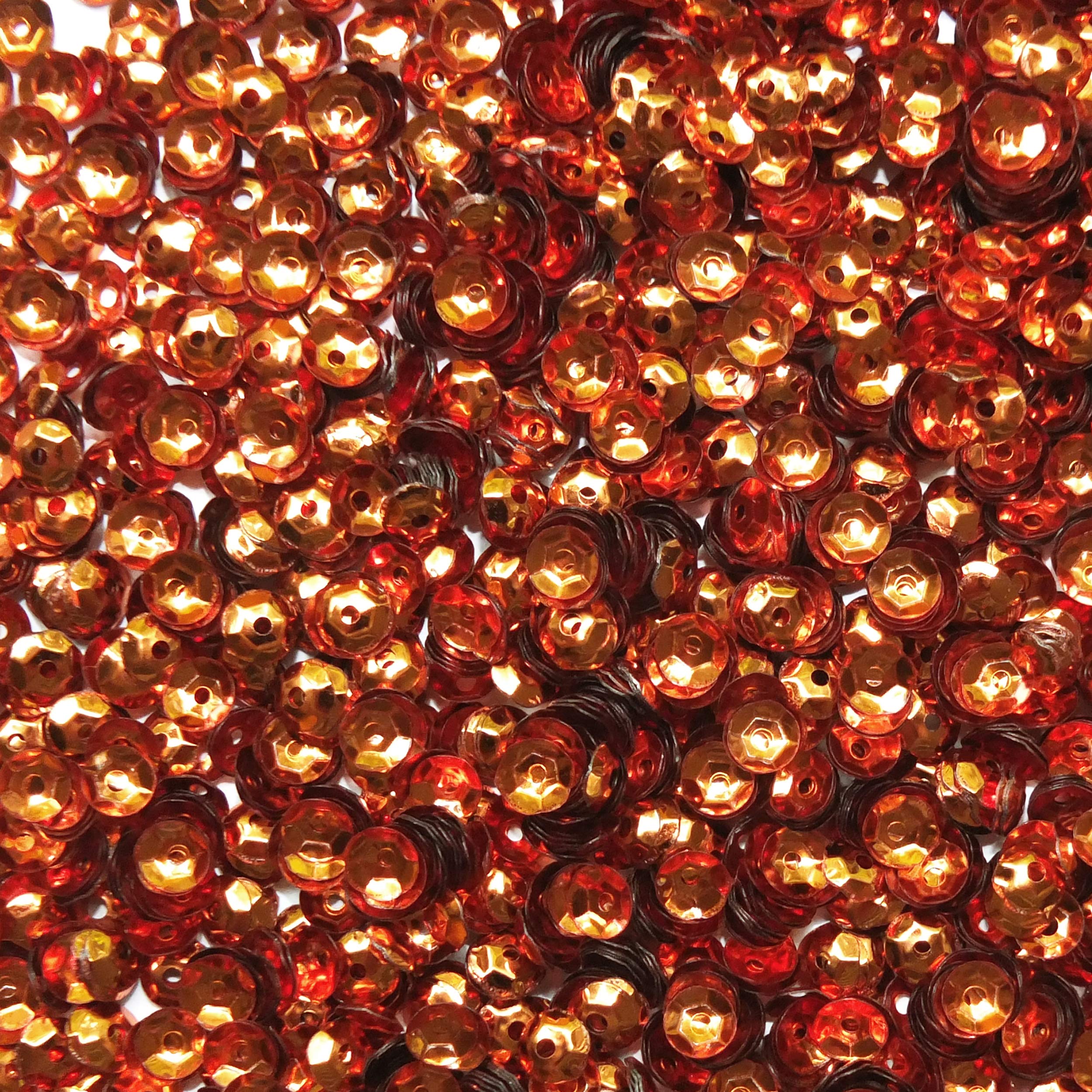 6mm Cup Sequins Orange Metallic Medium Hole Made in USA
