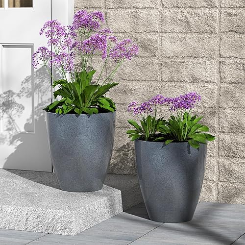 Miniatura 4 de QCQHDU - Juego de 2 macetas de 25 cm para plantas de interior y exterior con orificio de drenaje, macetas decorativas modernas para plantas de