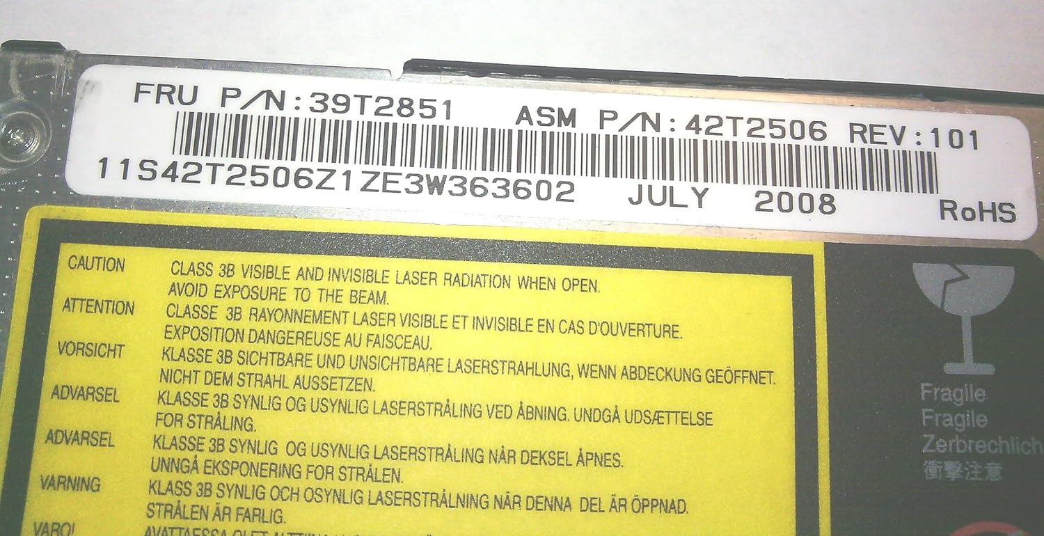 IBM Lenovo Thinkpad Ultraslim Multi Internal DVD Burner For Part Numbers 42T2506, 39T2851, 39T2507, 39T2570, 39T2579, 39T2677, 39T2676, 3P3342, 13N6768, 13N6769
