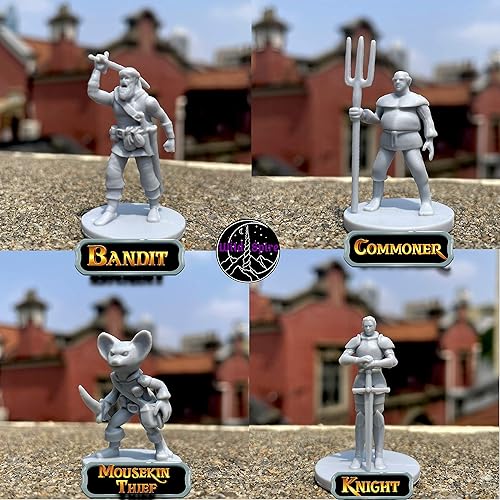 Miniatura 5 de Paquete de 24 miniaturas de enemigos de la ciudad para monstruos DND de 1.102 in de fantasía RPG Ejército Hombres soldados - 8 personajes únicos -