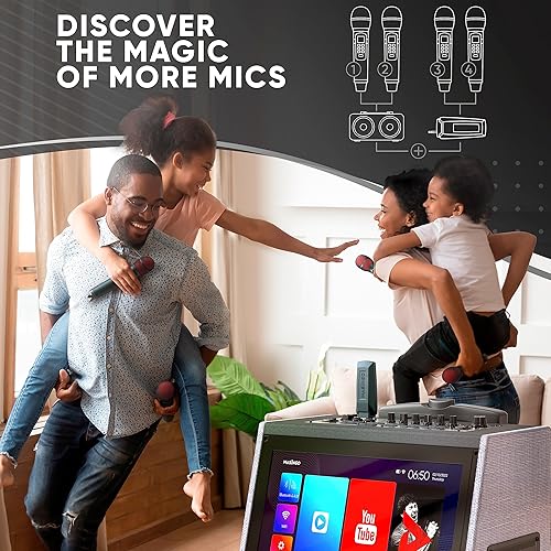 Miniatura 4 de MASINGO Paquete con máquina de karaoke Sonoro G5 (BluetoothUSBAUXCoaxial - Negro) + 2 micrófonos de karaoke inalámbricos con receptor Bluetooth