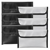 6 Pack Small Fireproof Bag 8 x 5 Inch Fireproof Money Waterproof Pouch Document Bag with Zipper Silicone Coated Money Holder Safe Accessories for Valuables Passport(Black and Silvery)