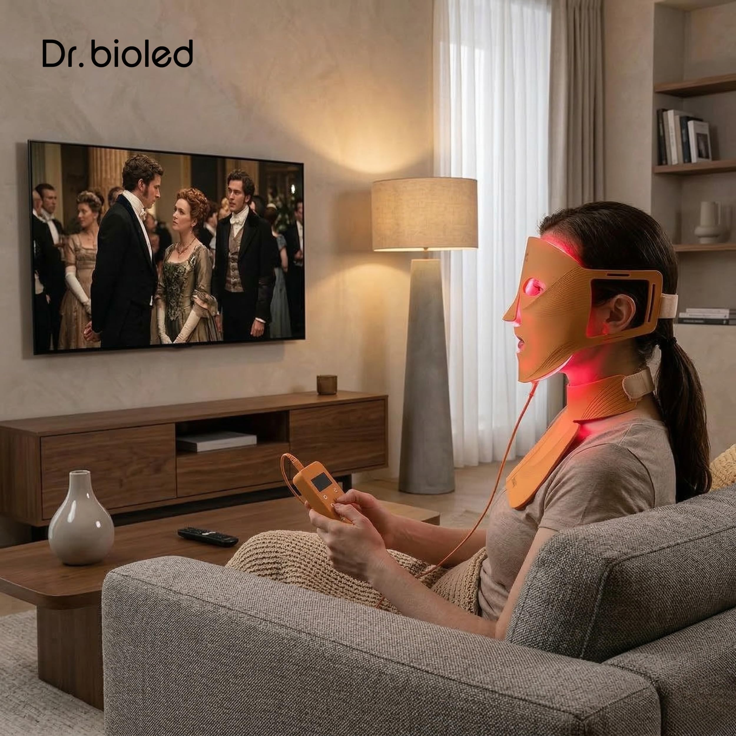 Máscara LED Facial y Cuello 488 LEDs – 8 Colores de Luz LED para Rutina de Belleza Facial – Mascarilla LED de Silicona Flexible y Cómoda – Diseño Ergonómico – DR. BIOLED