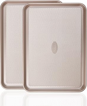 Baker's Secret Baking Sheet Pan Set, 2x Cookie Sheets for Oven 13.8x10', Diamond Texture Premium Air Flow Circulation, Baking Trays, Extra Thick 0.6mm Diamond Base PFOA, PFOS, PTFE and PFAS free