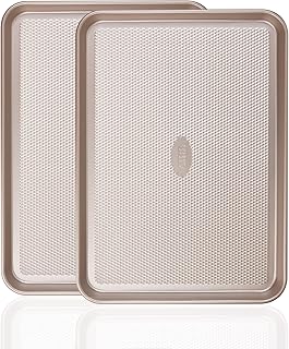 Baker's Secret 2 Pack Half Sheet Pan Set, 1/2 Cookie Sheets for Baking with Diamond Texture, 17.7" x 13" Large Baking Sheets Non Stick, Non Toxic Oven Trays for Cooking, 100% Thicker Carbon Steel