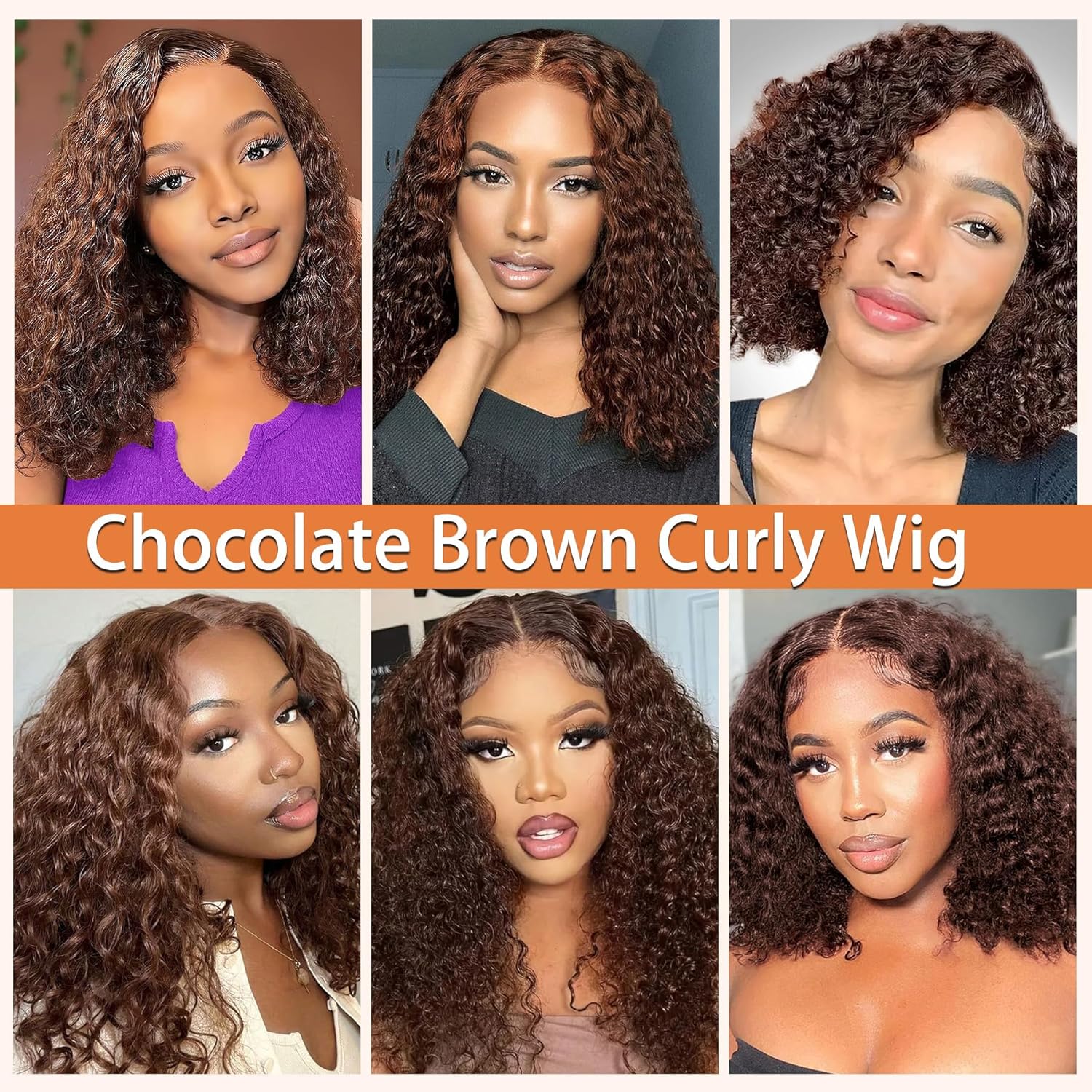 Curly Bob Wig Human Hair Chocolate Brown Short Bob Wigs 13x4 Hd Deep Wave Lace Front Wigs For Black Women 200% Density 4# Colored Pre Plucked Glueless Lace Frontal Wig Human Hair 14 Inch - Image 6