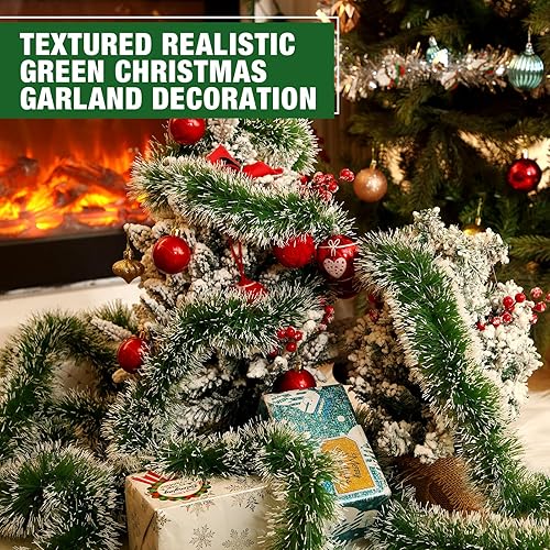 Miniatura 4 de Guirnalda de Navidad de pino artificial, guirnalda de vegetación suave para árbol de Navidad, jardín, boda, fiesta, suministros de techo, escalera,