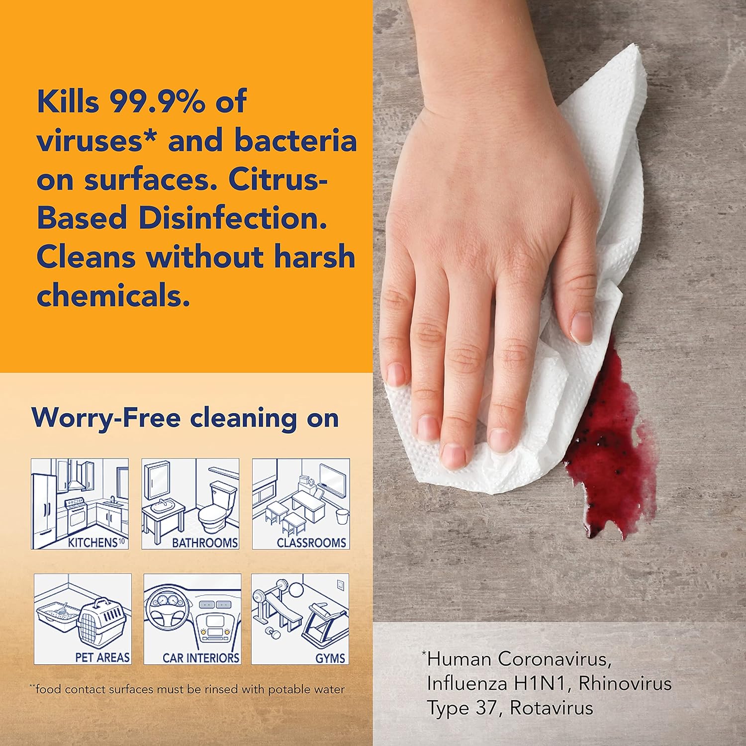 Arm & Hammer Essentials Disinfecting Wipes, Lemon Orchard and Renewing Rain Variety 4-Pack, 110 Count, 440 Wipes, Volcano : Health & Household