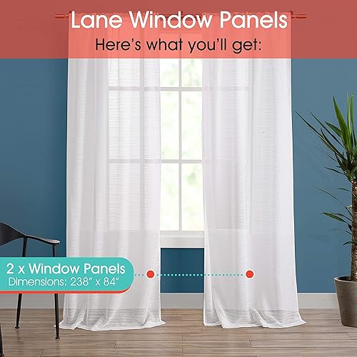 Miniatura 3 de Refinery29 Lane Collection - Juego de paneles modernos y elegantes, cortinas decorativas para ventanas con diseño de rayas horizontales tejidas