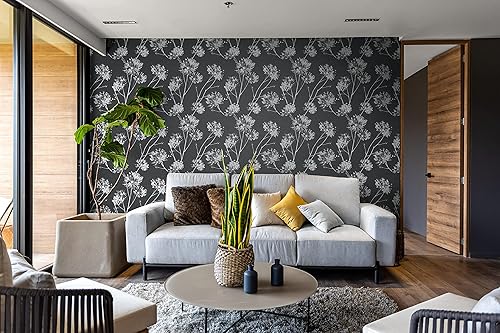 Miniatura 5 de NextWall One O'Clocks Botanical - Papel tapiz autoadhesivo (carbón)