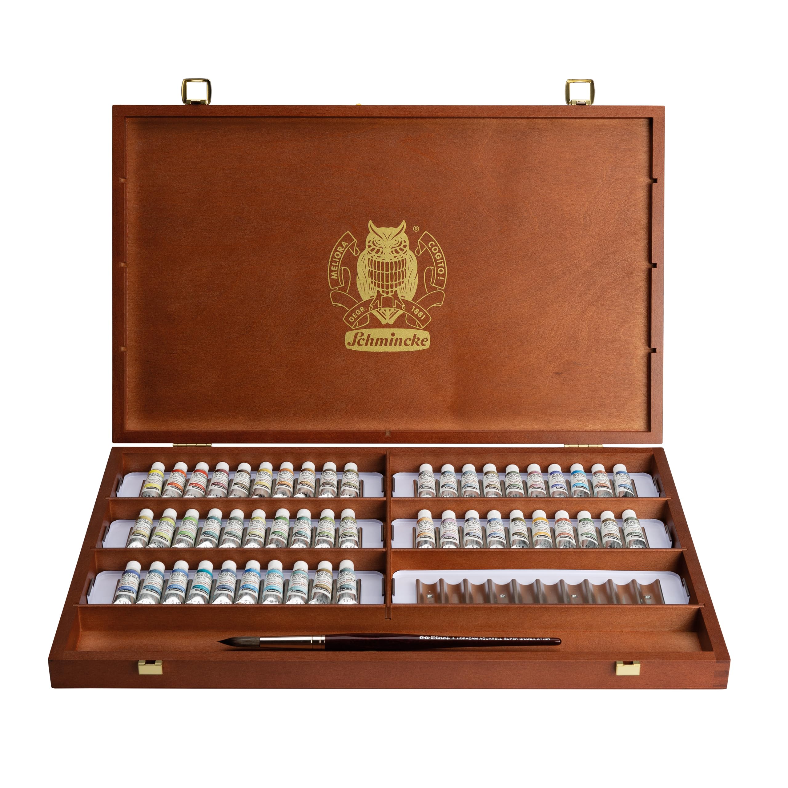 Schmincke HORADAM® AQUARELL, elegante scatola di legno con 50 tubetti da 5 ml, colori ad acquerello supergranulanti per artisti, 74 661 097