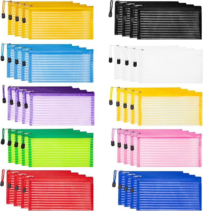 JARLINK Necessaires de malha com zíper, pacote com 40 unidades em 10 cores