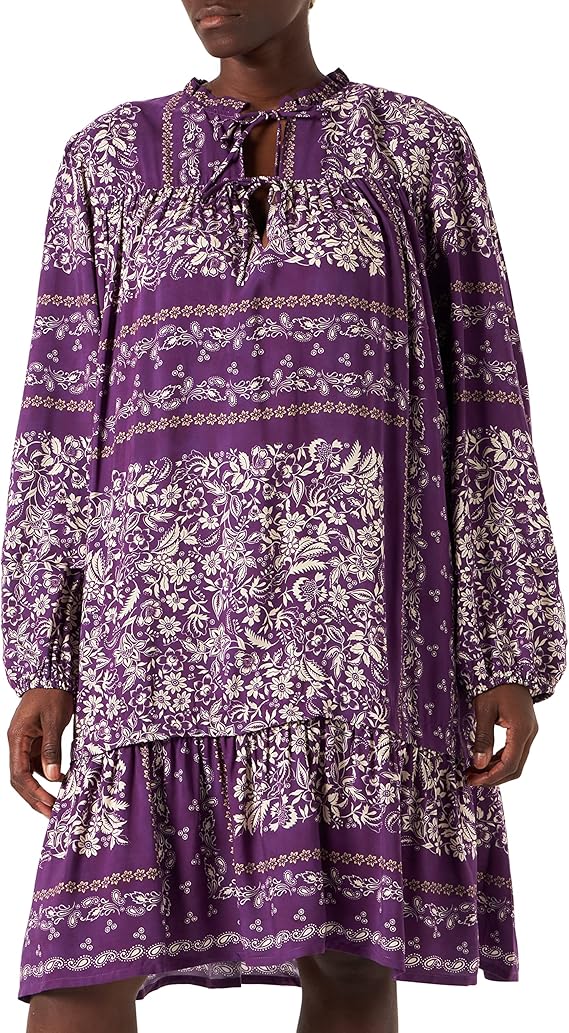 Replay Vestido De Mujer, 010 Negro/Oro/Azul/Camel, M