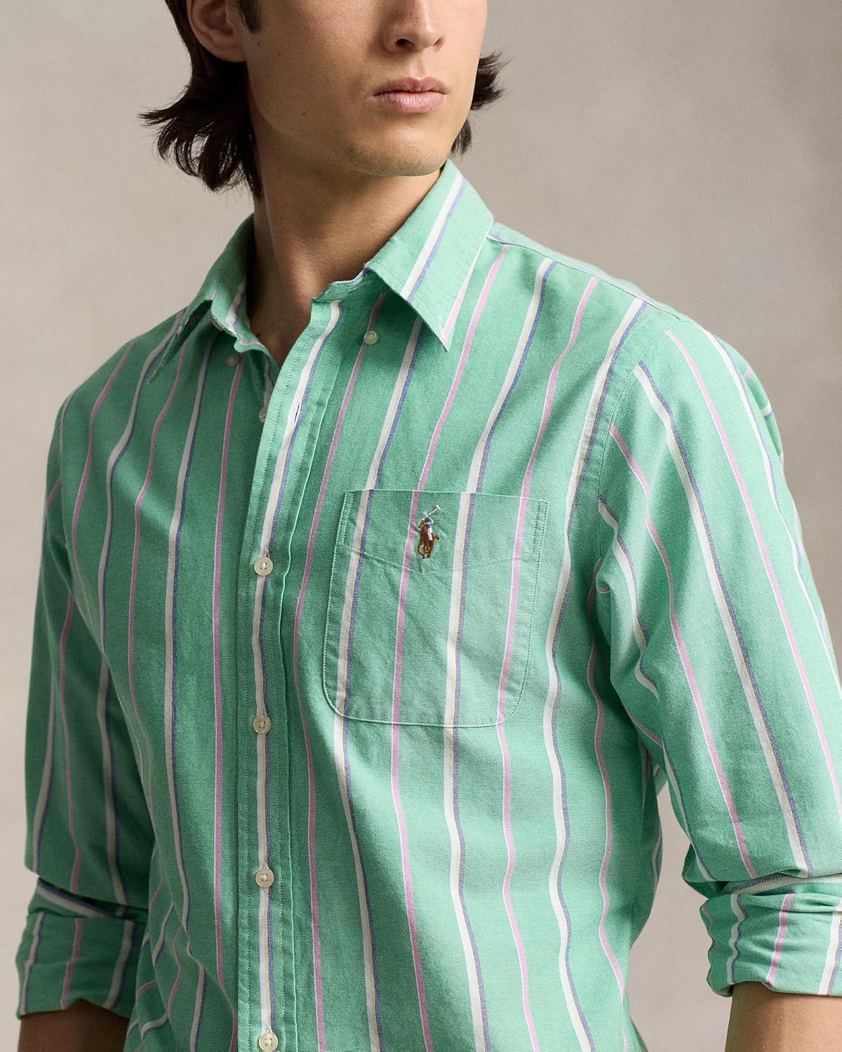 POLO RALPH LAUREN Mens Classic Fit Striped Oxford Shirt - Image 5