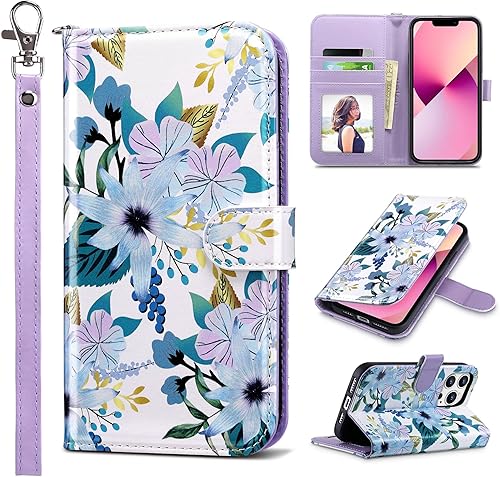 Miniatura 11 de ULAK Funda tipo cartera compatible con iPhone 13 para hombres, funda protectora con tapa de piel PU premium y función de caballete con tarjetero