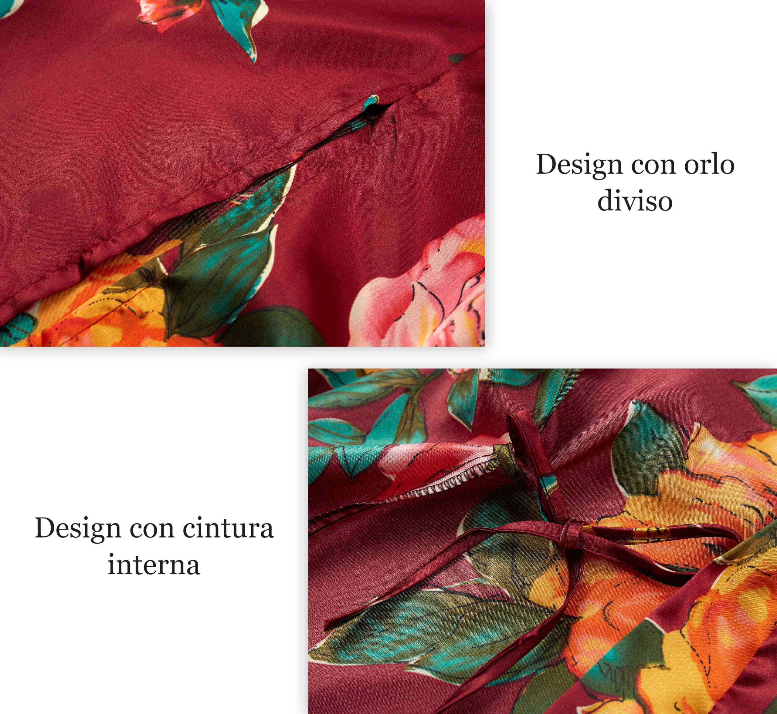 BABEYOND, Kimono da donna, in raso, kimono, cardigan lungo stampato in stile cinese giapponese, per abbigliamento da notte, per feste, matrimoni, pigiama party, 135 cm