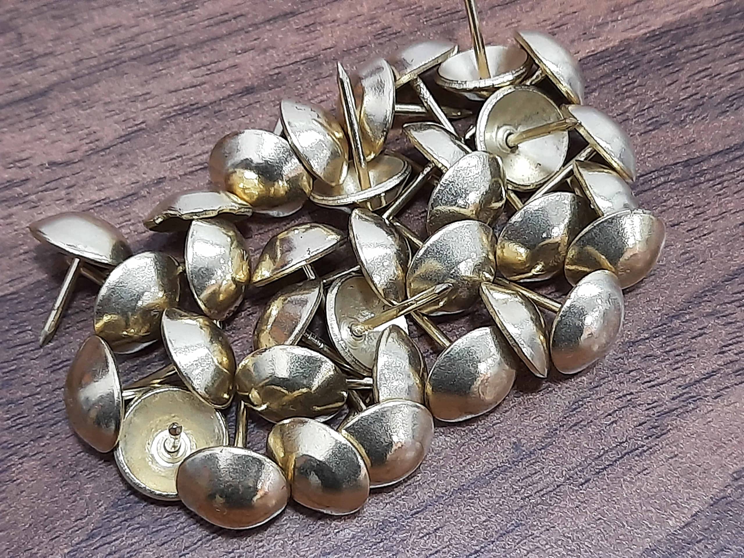 Tia 50 Pcs Gold Brass Sofa Nails 1.2mm x 14mm, Premium Golden Push Nails, Curtain Fasteners — Amazon image 5