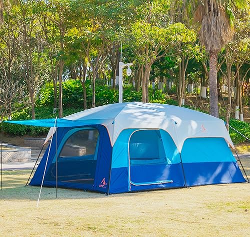 Miniatura 6 de KTT Extra Large Tent 6-10-12-14 Person(A),Family Cabin Tents,2 Rooms,3 Doors and 3 Windows with Mesh,Straight Wall,Waterproof,Double Layer,Big Tent