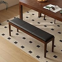 Vista 14 de Banco de comedor 100% madera maciza de 47.2'', banco largo de madera de roble para mesa de comedor, pie de cama, entrada, pasillo, respaldo de sofá