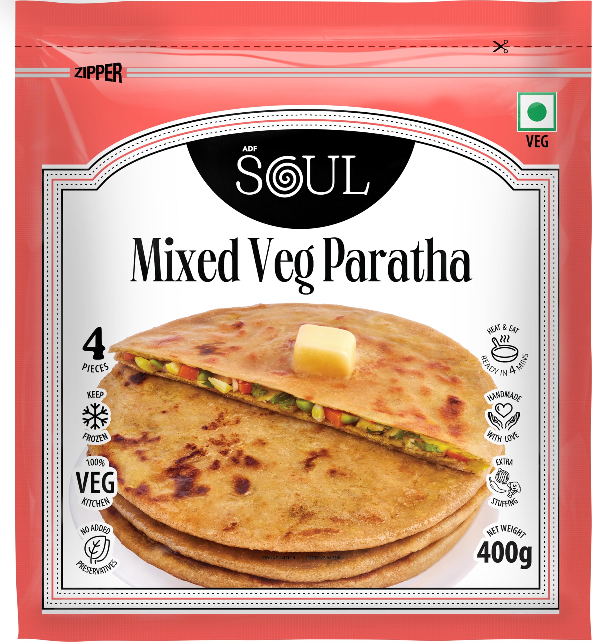 Adf Soul Mixed Veg Paratha, 400 gm-image-46