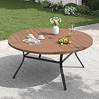 Vista 14 de Mesa de comedor para exterior, mesa cuadrada para terraza con orificio para sombrilla