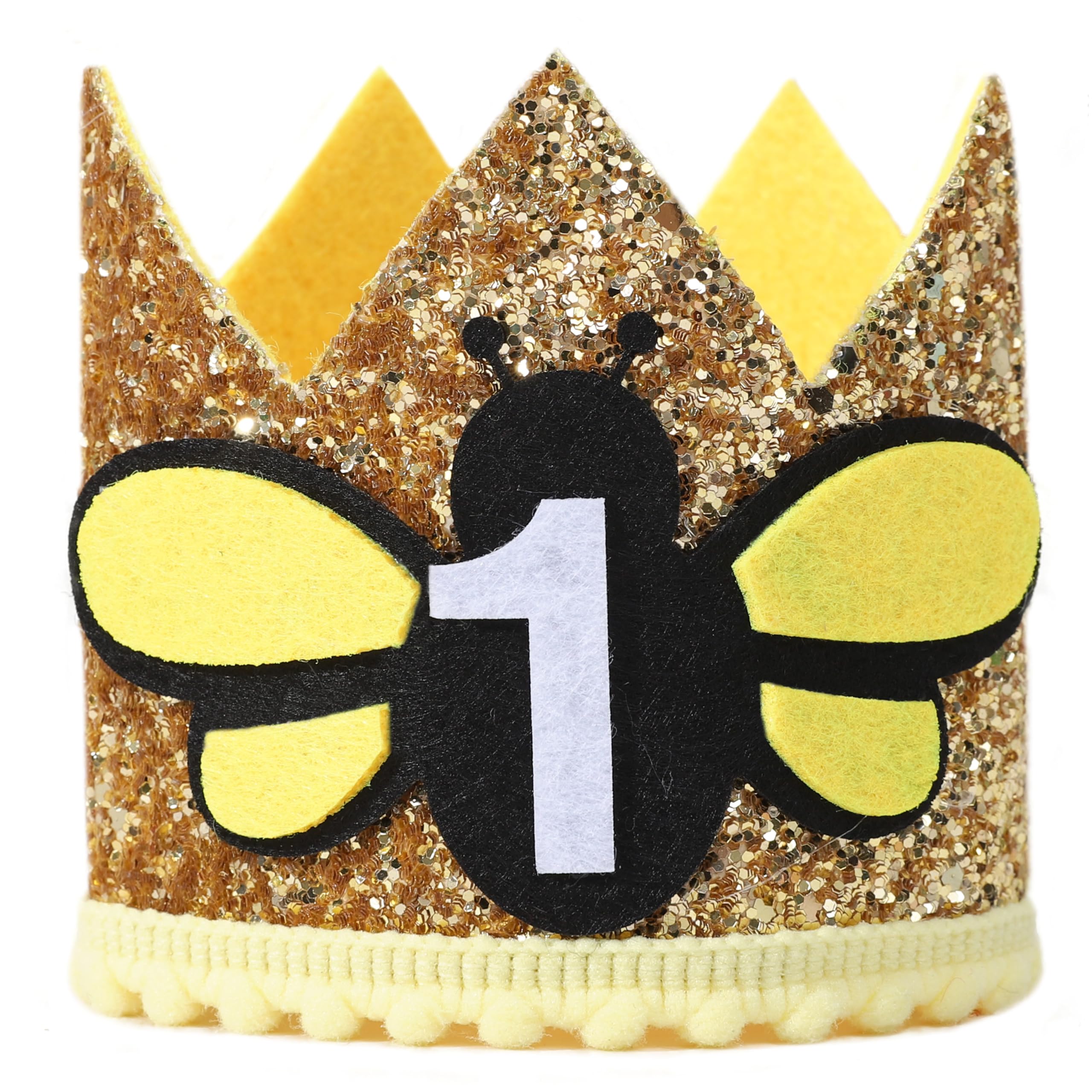 WAWUOBee First Birthday Crown - 1st Birthday Hats Cake Smash Photo Props Party Decorations
