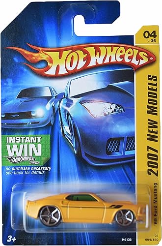 Hot Wheels Ford Mustang '69, auto fundido a escala 1:64, amarillo, 5 x 7 x 2 pulgadas, a partir de 3 años