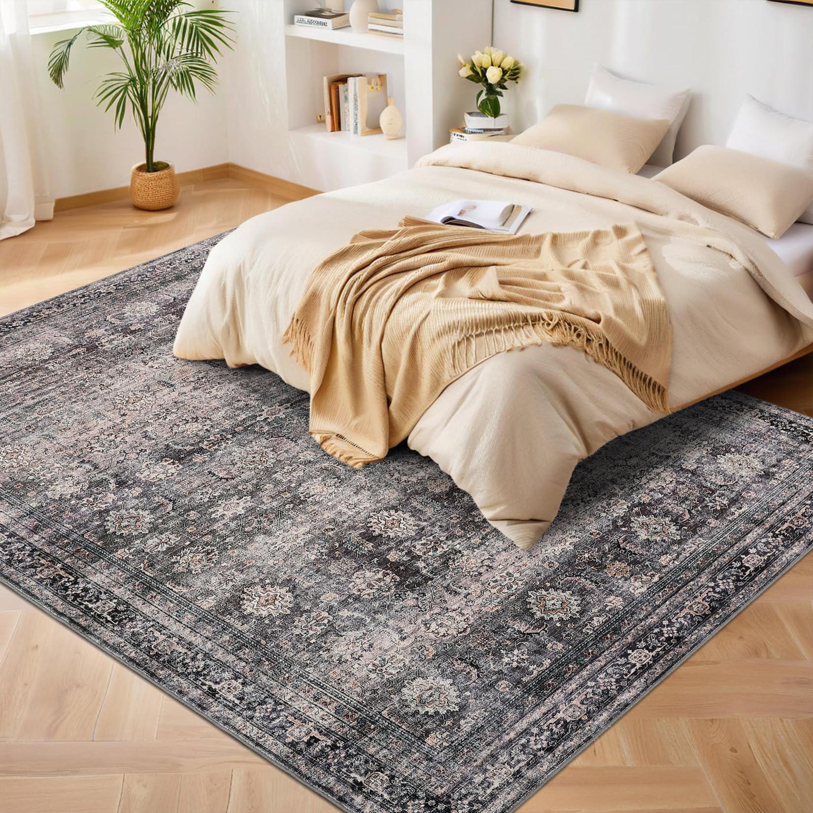 Tapis lavable grand format et doux au toucher pour salon et chambre 160 x 230 cm