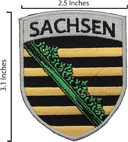 Miniatura 3 de A-ONE - Parches bordados con insignia de la ciudad de Sajonia de Alemania, parches para coser lugares emblemáticos del mundo + pines de bandera de