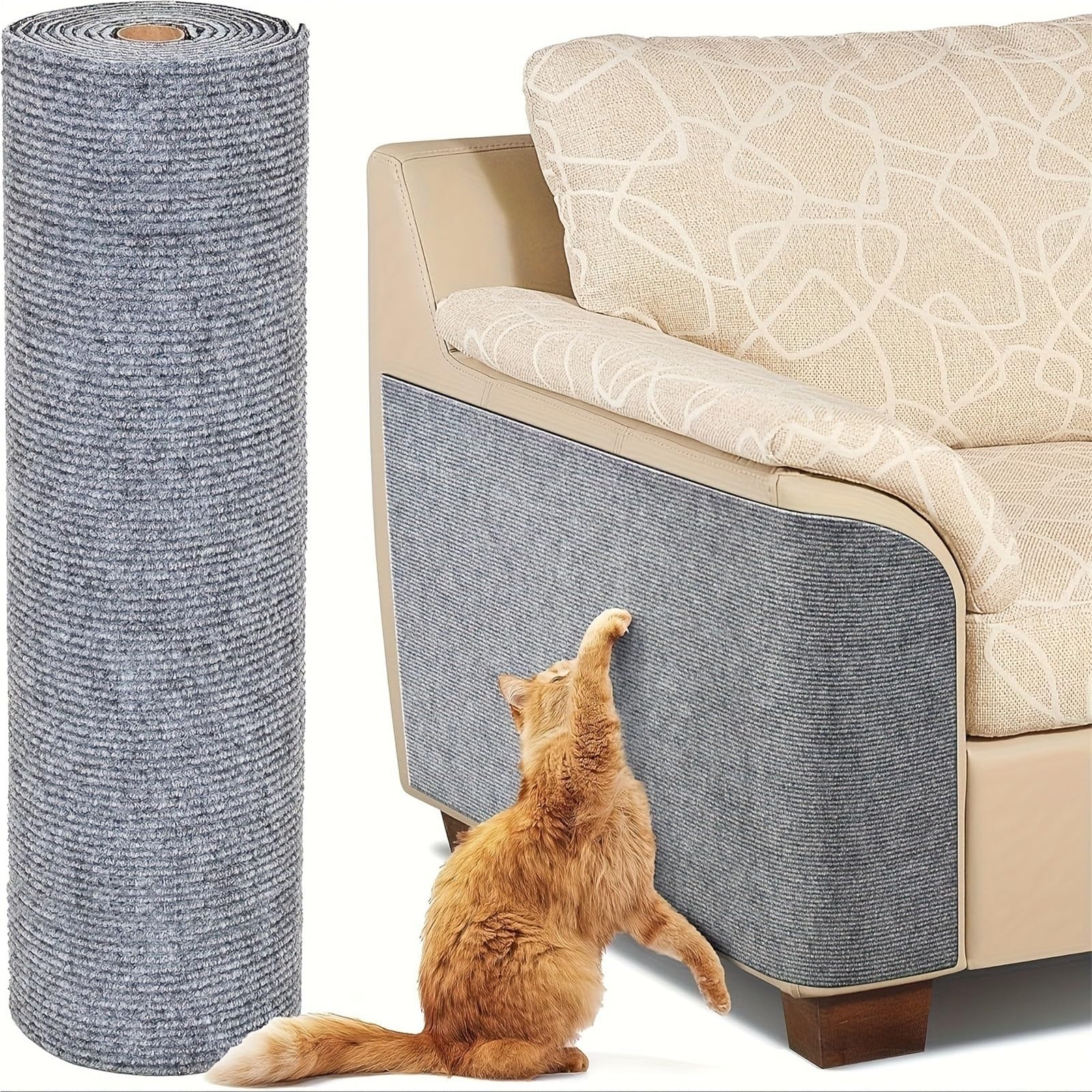 Kratzschutz Sofa Katze Kratzbrett for Katzen, Sofaschutz, fusselfrei, Klettermatte, zuschneidbar, selbstklebend, DIY-Wandaufkleber, Pfotenschutz(Dark Gray,40x200cm)
