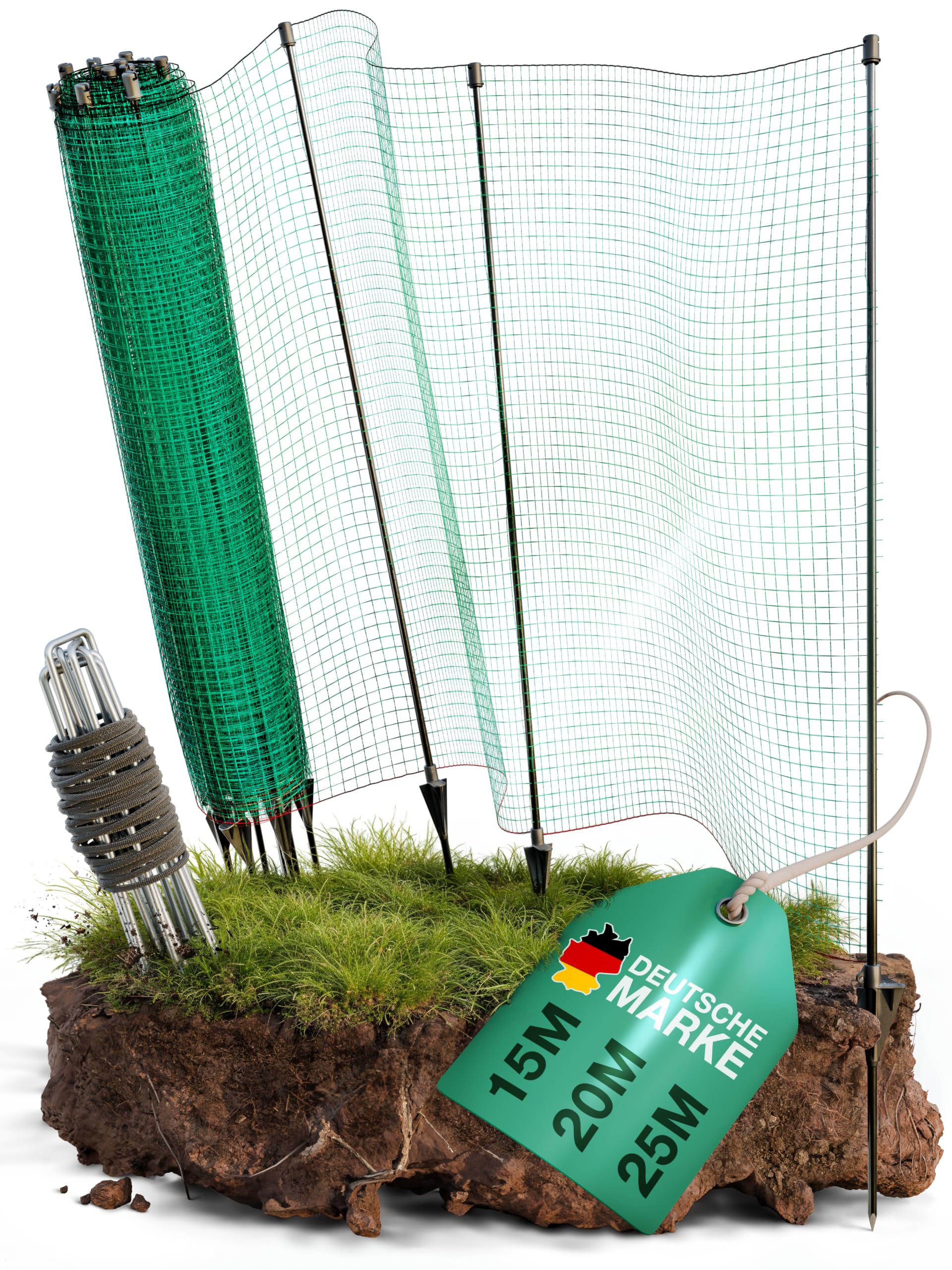 Smabix Mobiler Zaun zum Einstecken 20m x 90cm Komplett-Set Hundezaun Weidezaun Gartennetz