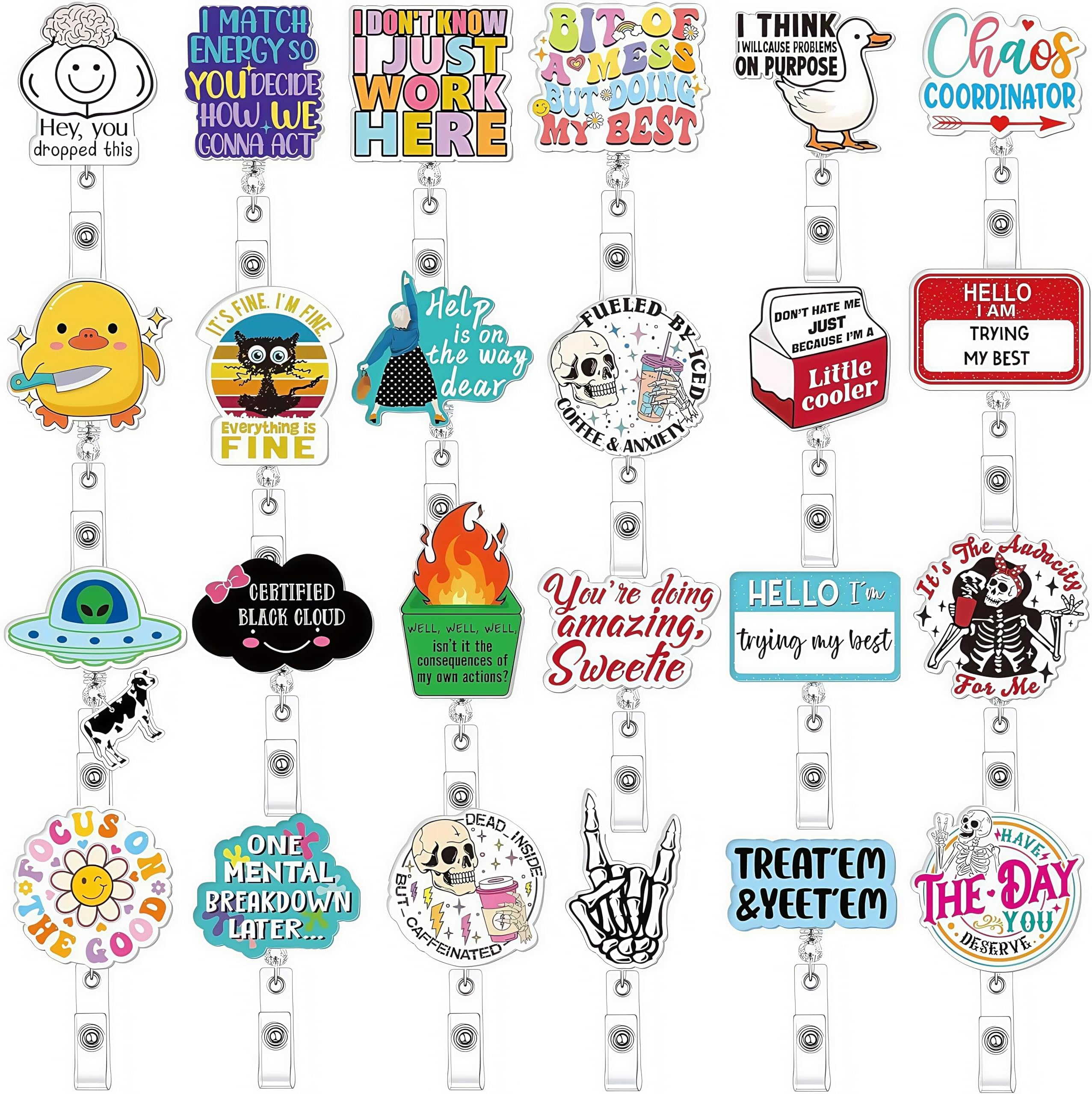 Just My Face Funny Nurse Badge Reel - Purple Acrylic Retractable ID Badge Holder With Clip