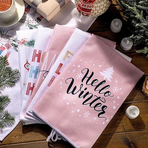 Miniatura 7 de Bencailor 6 toallas de cocina navideñas de 15.75 x 23.62 pulgadas, toallas de mano de Navidad para decoración de cocina, regalo de inauguración de
