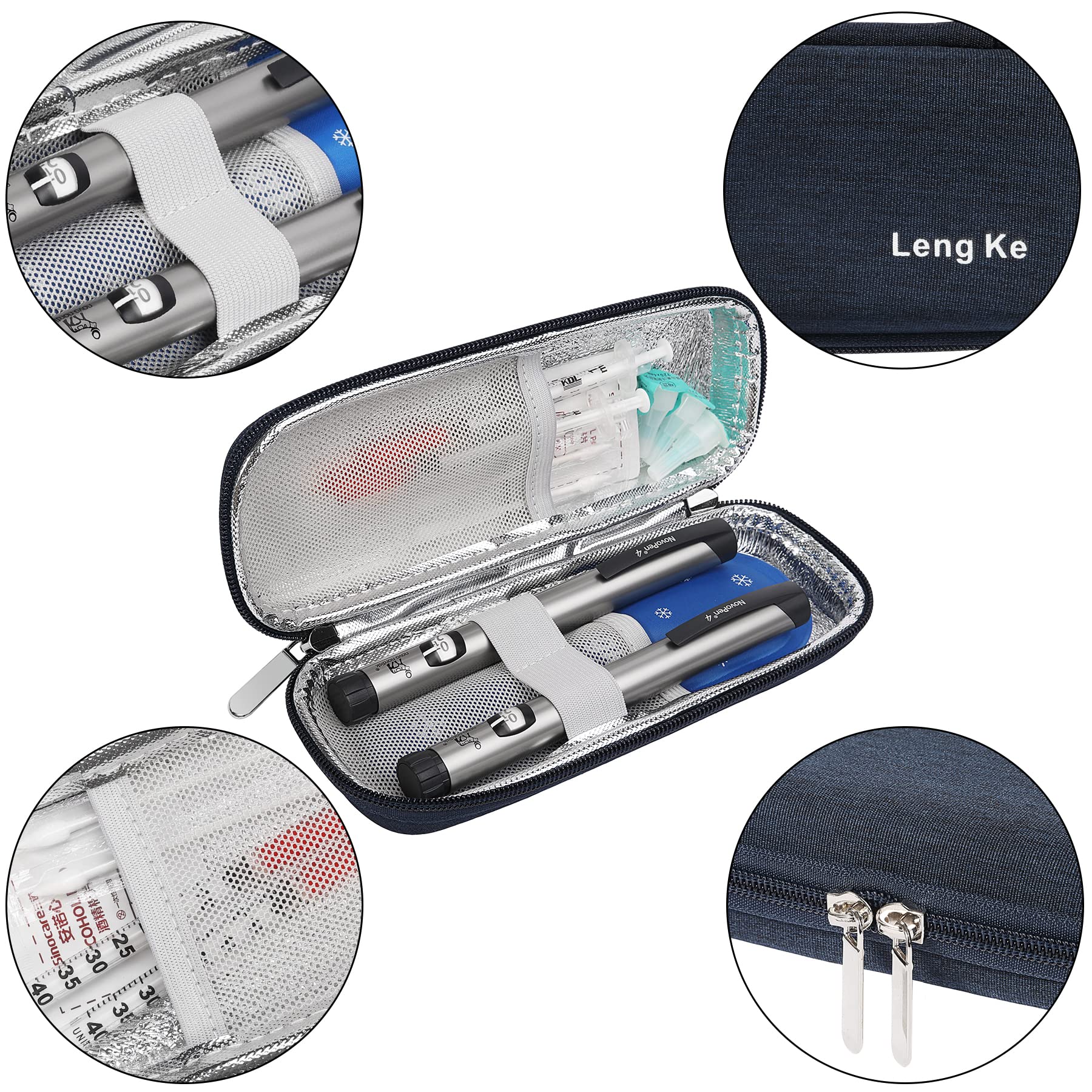 JAKAGO EVA Compact Insulin Cooler Travel Hard Case,Lightweight and Durable Diabetic Small Storage Travel Packs for Insulin Pens & Needles with 2 Ice Pack (Blue) - Image 3