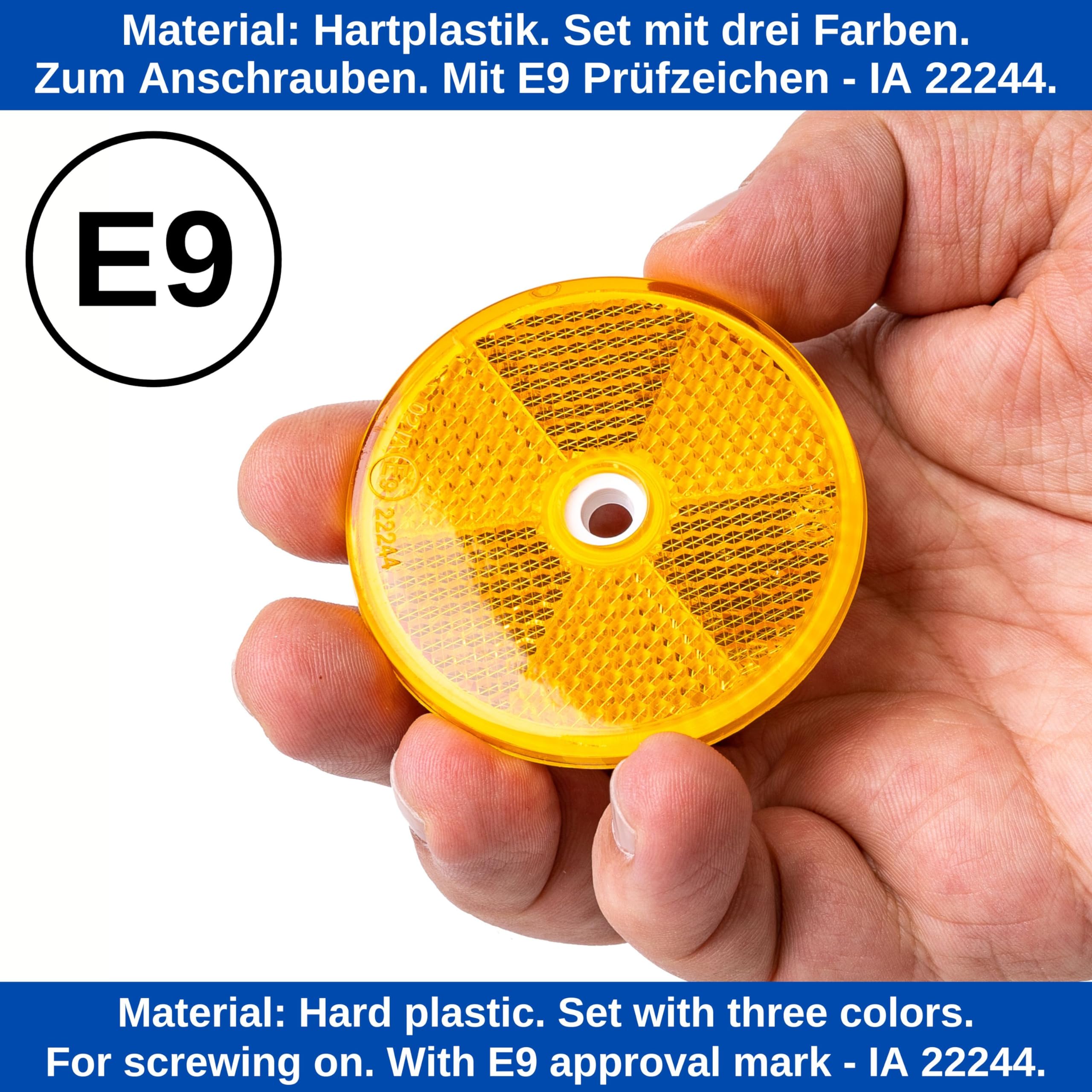 2 Reflektor Rückstrahler Katzenauge 60mm Schraube Seitenstrahler