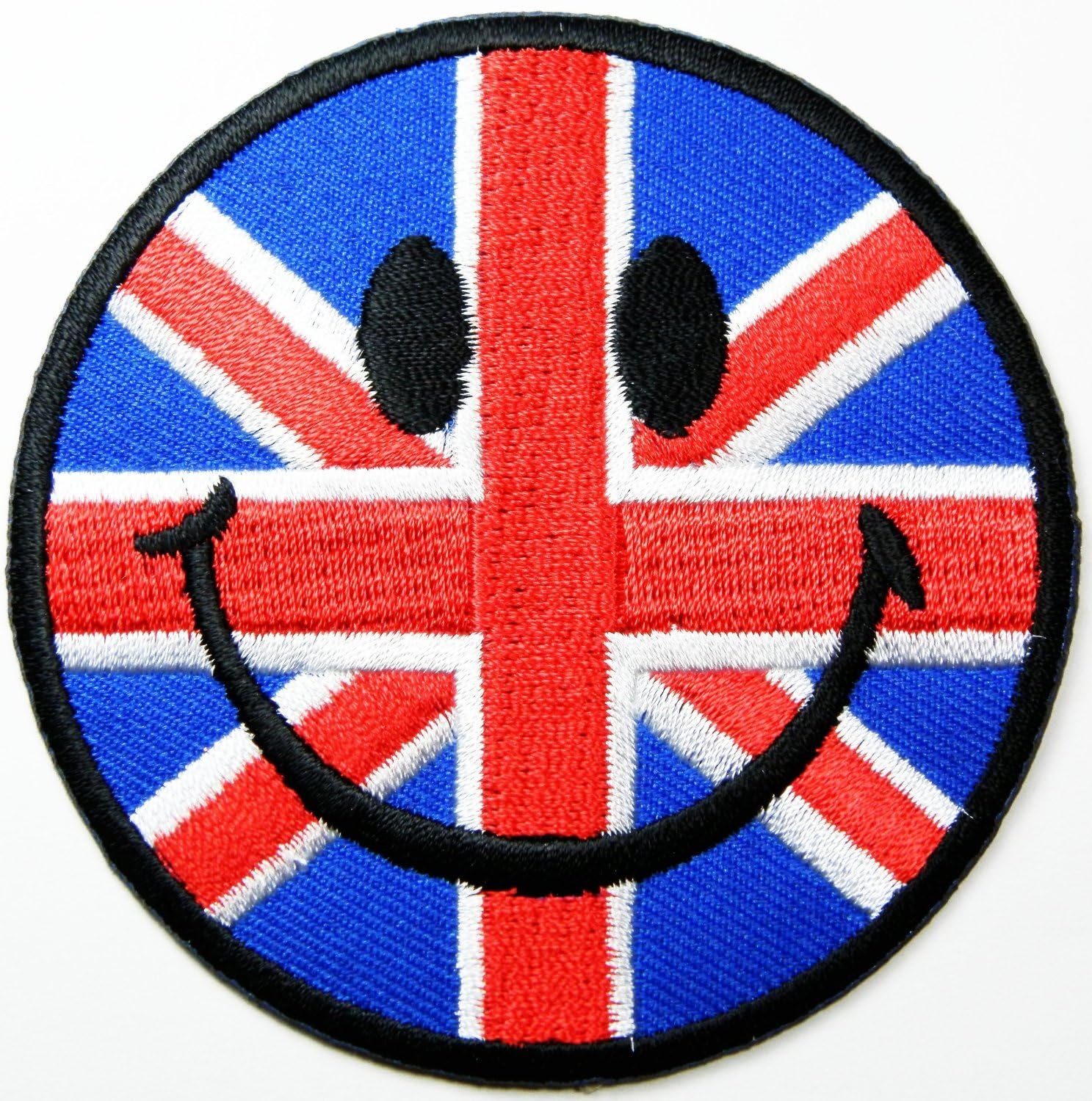 Smiley Happy Face Patches (Union Jack Flag) Patches Embroidered Iron on Patch