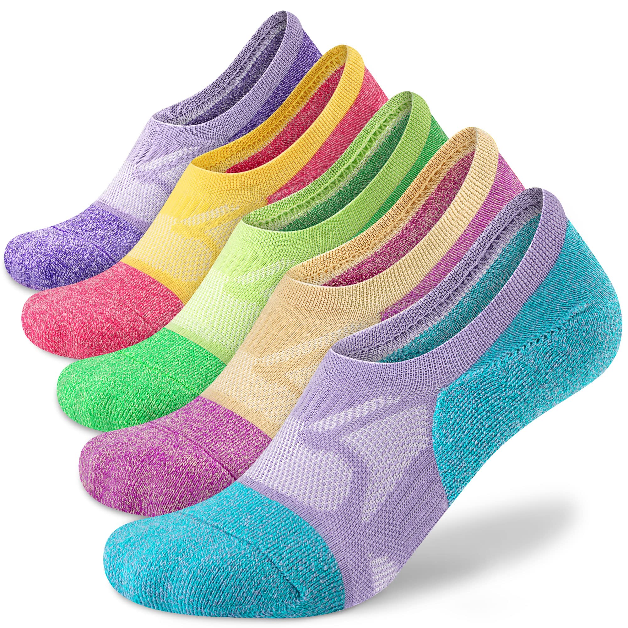 THATISHE Womens No Show Socks 5 Pairs Compression Cushioned Low Cut Athletic Running Socks