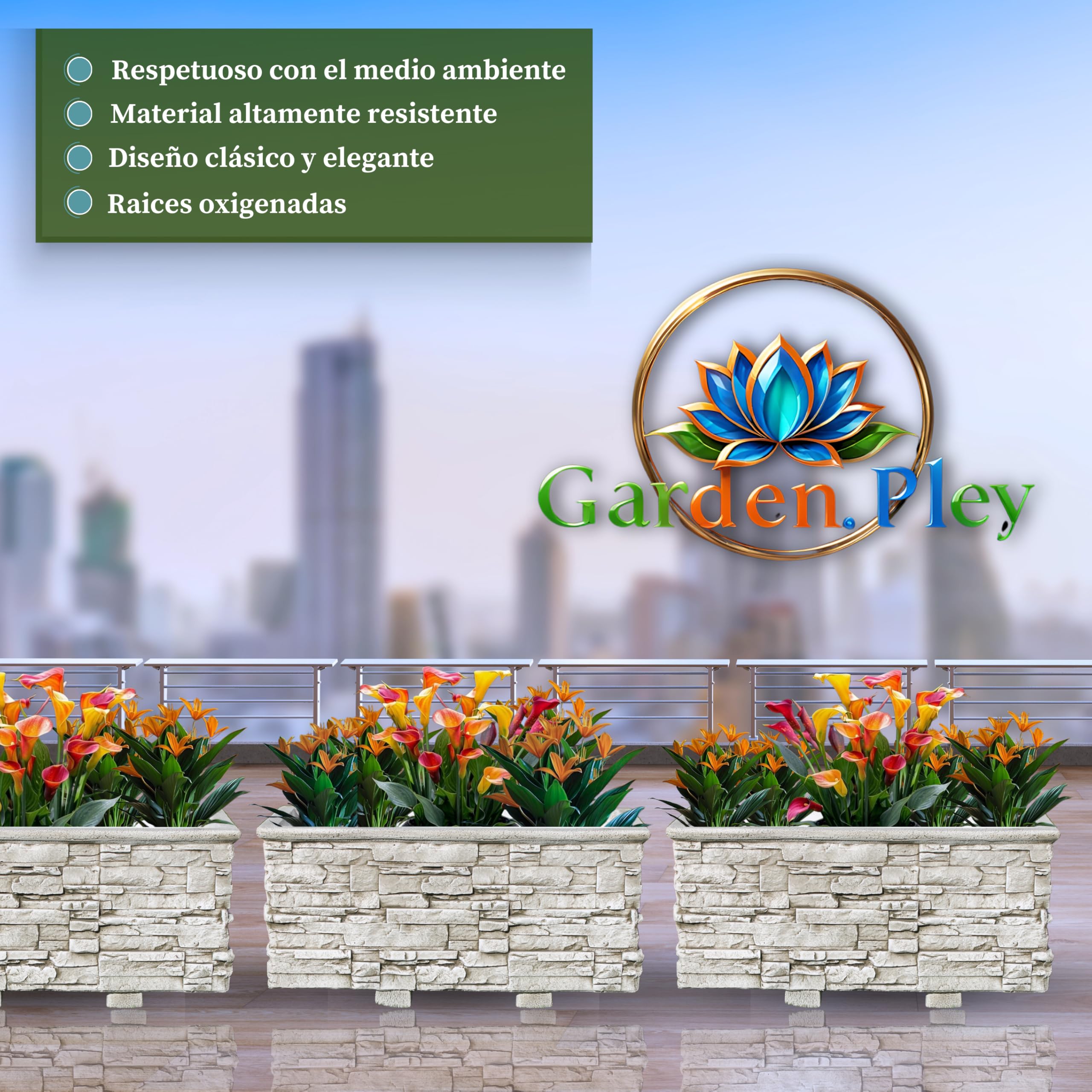 Jardinera Exterior de Lajas, Hormigón 90x42x39 cm, Ceniza | Maceteros grandes exterior y jardineras exteriores grandes; jardinera rectangular exterior de hormigón