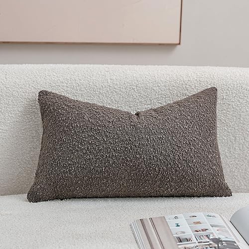 Miniatura 2 de DEZENE Textured Boucle - Juego de 2 fundas de almohada decorativas de 12 x 20 pulgadas, color marrón cacao para cama, sofá, sala de estar, paquete