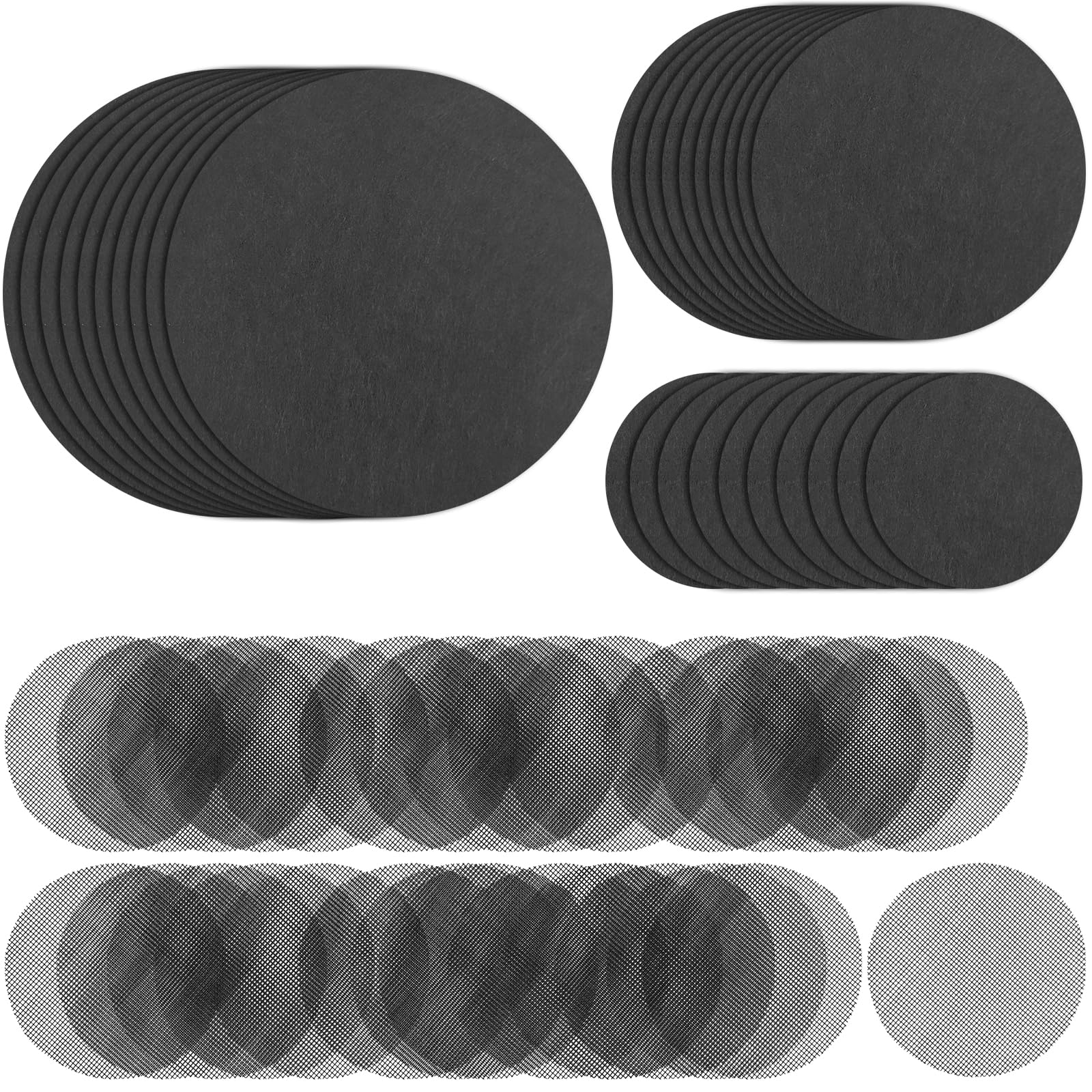30 Pcs Invisible Plant Pot Feet - Diameterr 10/ 16/ 20 cm + 30 Pcs Flower Pot Hole Mesh Pads, Bonsai Bottom Grid Mat - Diameterr 10cm, Round Bonsai Potting Bottom Drainage Grid Mat for Gardening