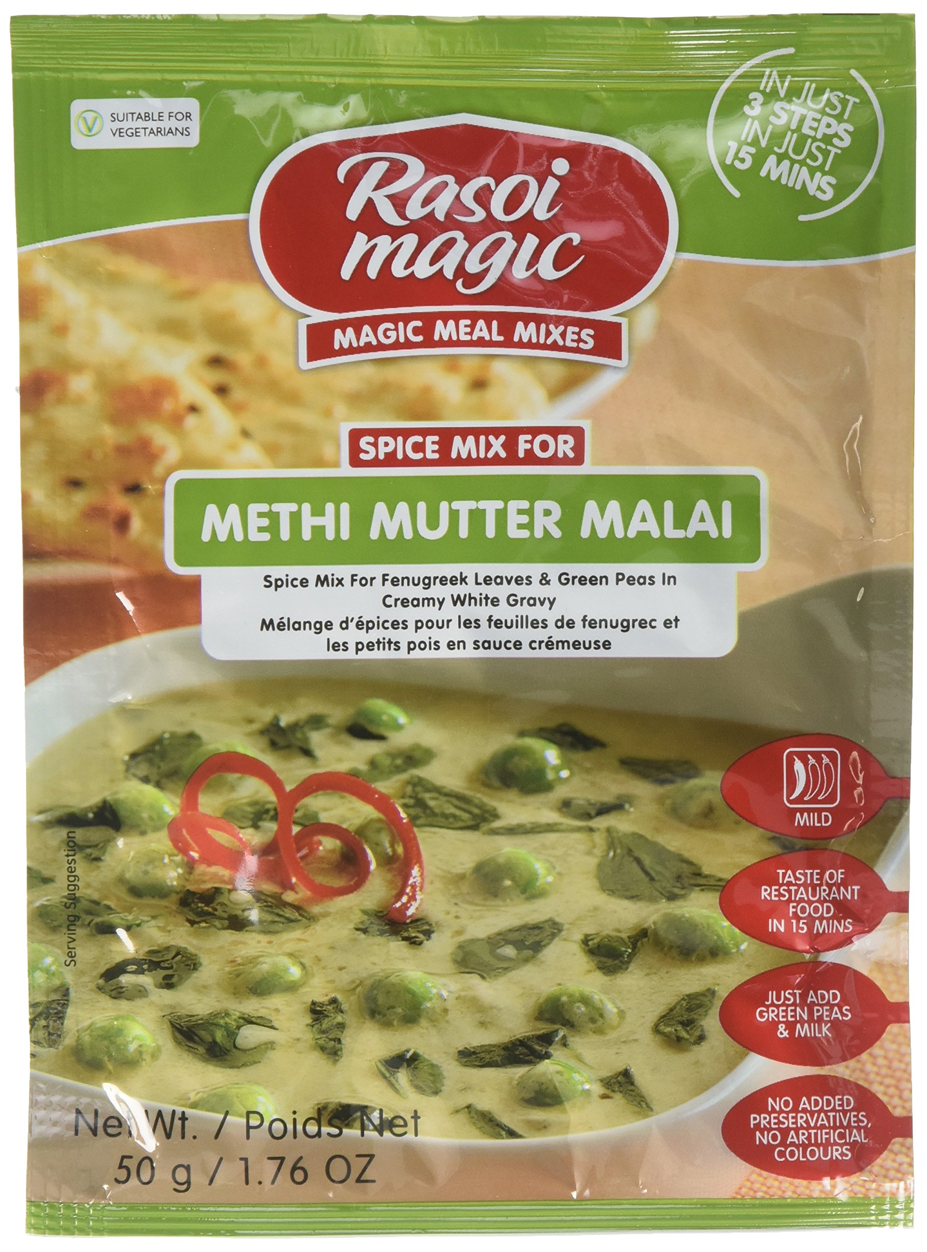 Rasoi Magic, Methi Mutter Masala Spice Mix (Fenugreek Leaves & Green Peas), 50 Grams(gm)